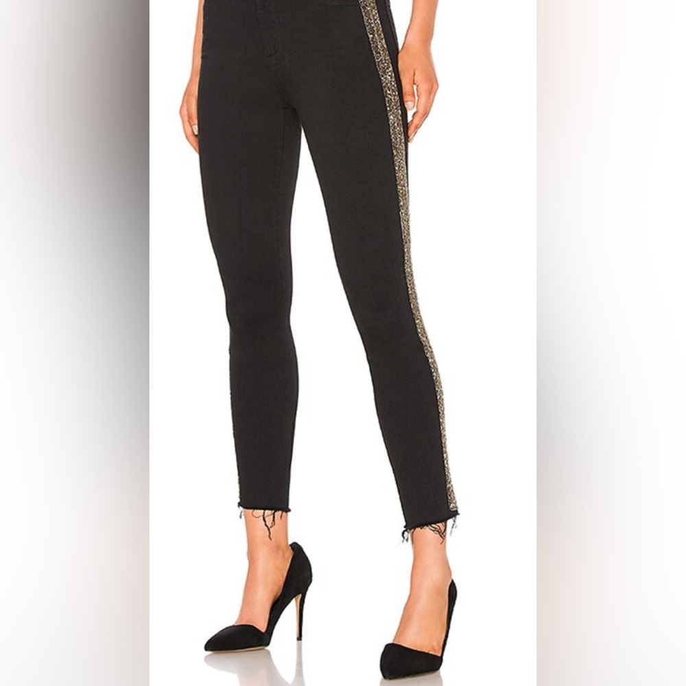 MOTHER WOMEN'S BLACK HIGH WAISTED LOOKER ANKLE FRAY GUILTY FLASH JEANS